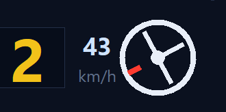 Gear, speed and steering wheel